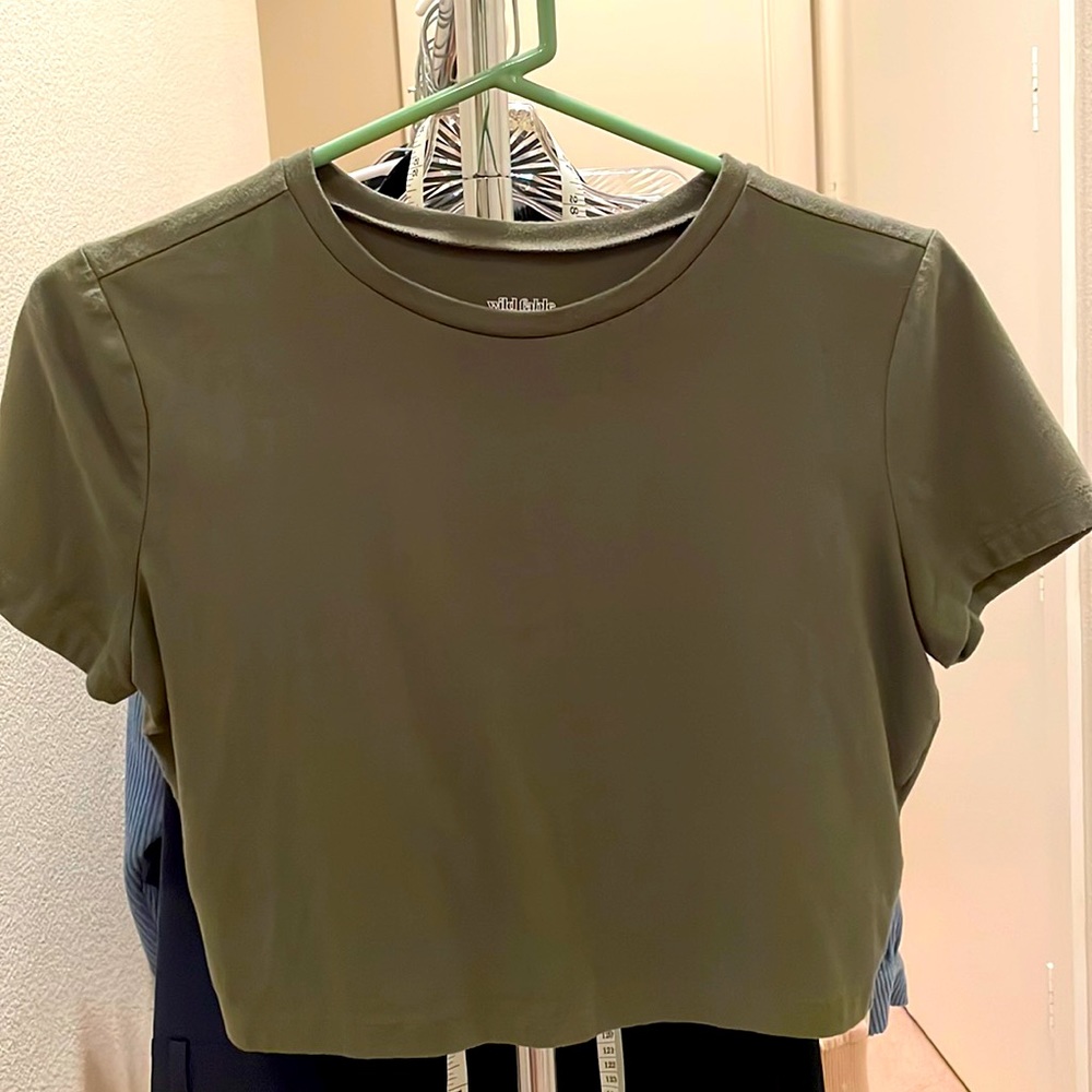 Army green crop top